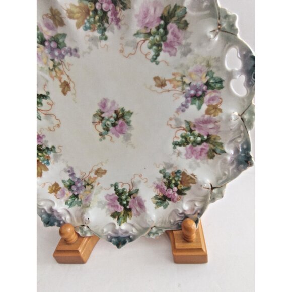 Antique MZ Austria Finger Hole Platter Collectible Hand Painted Platter 10 1/4" - Picture 7 of 16